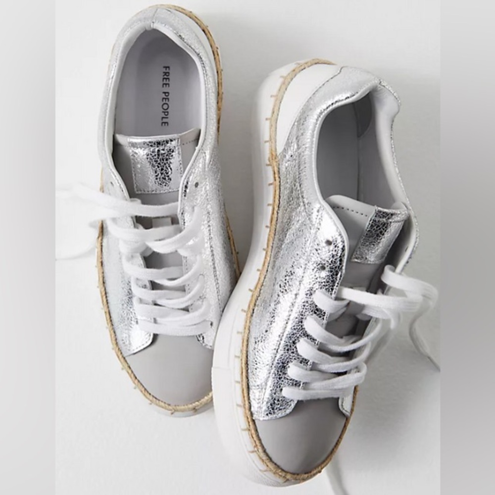 Free People Silver and White Scotty Sneakers